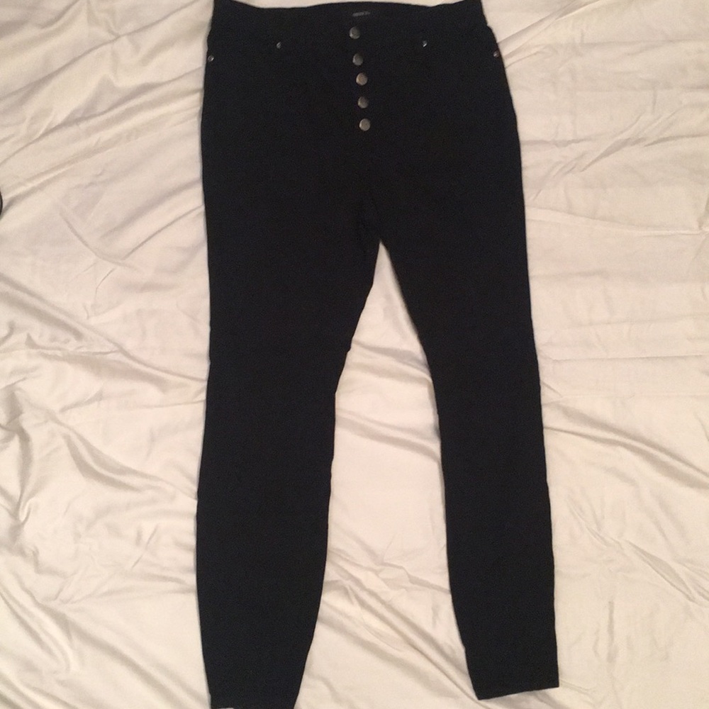 Forever21 Plus Black high waisted button up pants